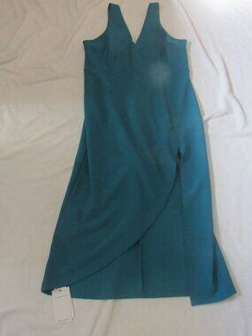 Abercrombie & Fitch Green (Aqua) Longer Dress W/ Slit V- Neck Plunge Size XL  NW